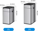 Lixeira Lata de lixo com sensor inteligente, doméstica com tampa, banheiro, cozinha, sala de estar, escritório, embalagem automática, latas de lixo de grande capacidade Lixeira(Silver,15L)