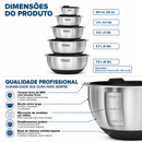 InoxNest™ – Conjunto Premium com 5 Tigelas de Aço Inox + 5 Tampas