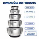 InoxNest™ – Conjunto Premium com 5 Tigelas de Aço Inox + 5 Tampas