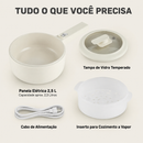 Panela Elétrica Multifuncional 2.5L Antiaderente ChefPot Pro para Cozinhar, Fritar e Cozinhar no Vapor