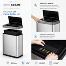 Lixeira Auto Clean™ 50L — Inteligente, Automática e Sem Contato design moderno para deixar sua cozinha mais prática e organizada.